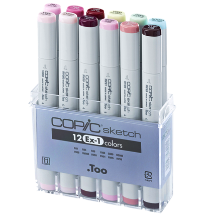 Copic Sketch EX-1 12 набор маркеров с кистью в кейсе