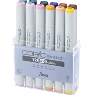 Copic Sketch EX-2 12 набор маркеров с кистью в кейсе - Copic Sketch EX-2 12 набор маркеров с кистью в кейсе купить в официальном магазине Copic.Club (Копик Клуб) с доставкой по РФ и всему миру