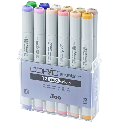 Copic Sketch EX-3 12 набор маркеров с кистью в кейсе