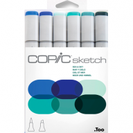 Copic Sketch 6 Sea&amp;Sky набор маркеров с кистью - Copic Sketch 6 Sea&Sky набор маркеров с кистью